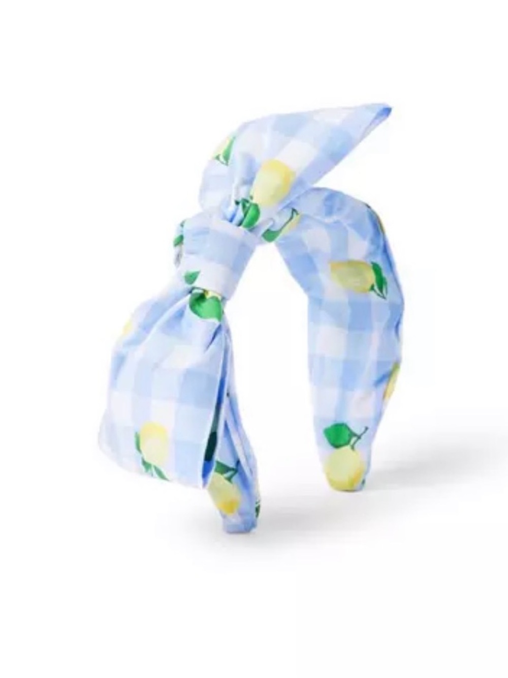 Janie and Jack Blue Lemon Gingham Knot Bow Headband